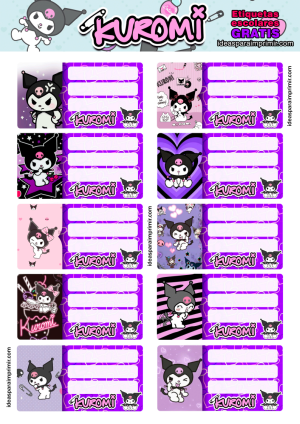 Etiquetas Escolares Kuromi Para Imprimir Grat